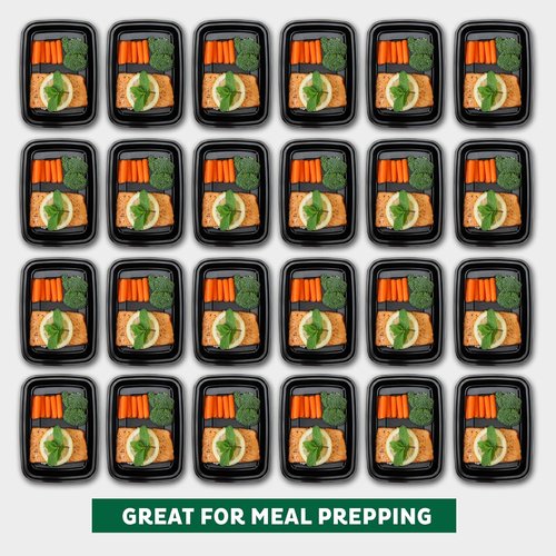 Freshware Meal Prep Containers - 150 Pack 1 Compartment Food Storage with Lids | BPA Free, Stackable, Microwave Safe (24 oz)