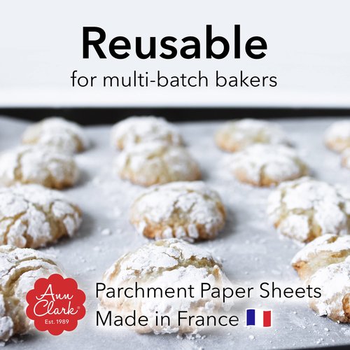 Ann Clark Cookie Cutters Parchment Paper Sheets for Baking, Made in France, Natural Nonstick 16" x 12" Precut 100 Sheets