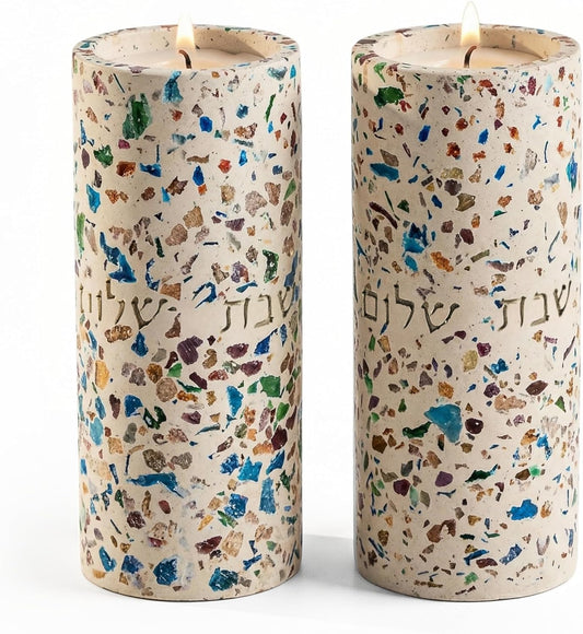 Suri Shabbat Candle Holder - Elegant Metal Candlesticks for Jewish Home Décor | Turquoise Design