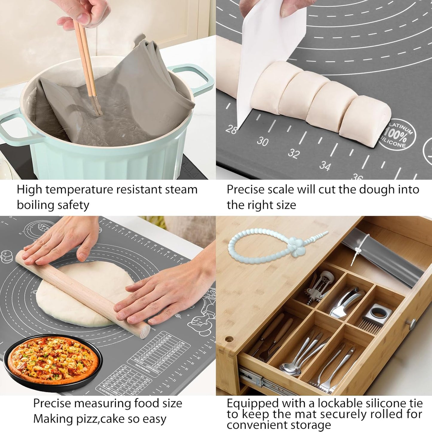 Skiennix Silicone Baking Mat - Extra Thick Non-Stick Pastry Mat with Measurements | 32x24 Inch for Easy Dough Rolling