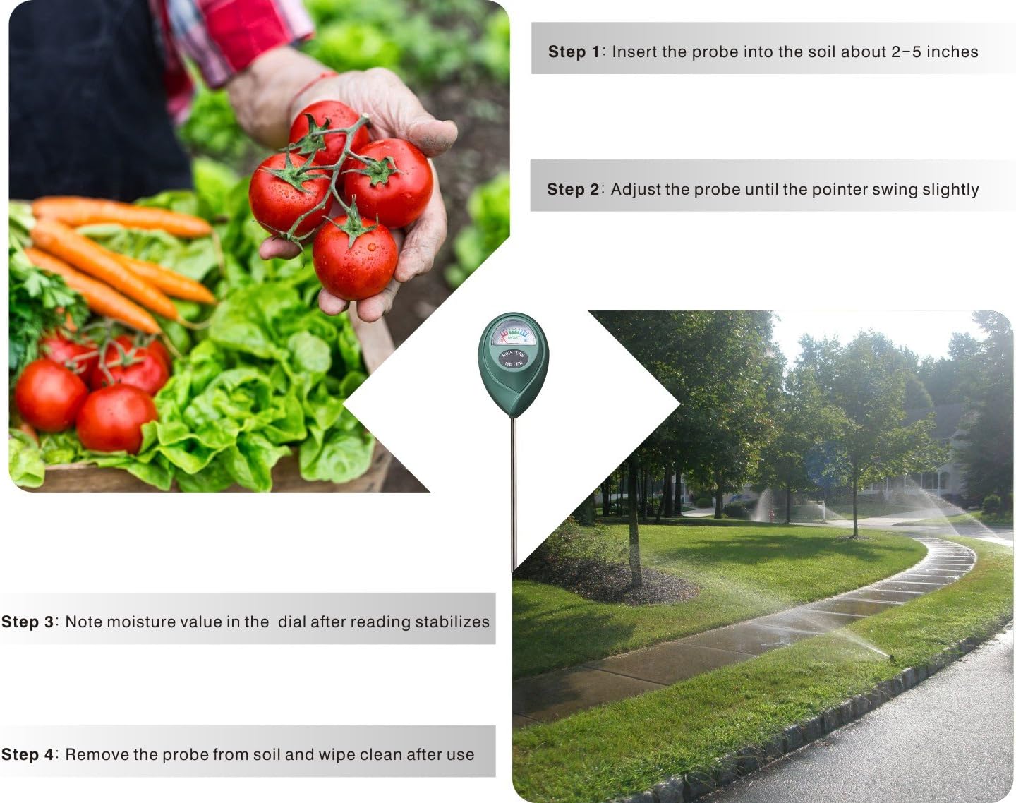 XLUX Soil Moisture Sensor Meter - Battery-Free Hygrometer for Gardening & Farming | 2-Pack