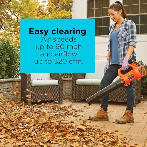 BLACK+DECKER 20V MAX Cordless Leaf Blower - Powerful 2-Speed, Up to 90 MPH, Lightweight Design