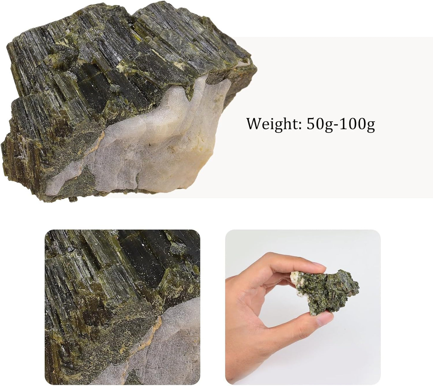 Sportmusies Natural Raw Green Tourmaline Crystal Cluster Reiki Healing Home Office Decoration, Irregular-Shaped Green Tourmaline Stone Mineral Specimen, 1.88-5.03 inches