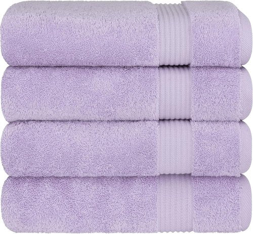 Cotton Paradise 100% Cotton Extra Large Plush Bath Towels Set - 4 Piece Lilac Collection