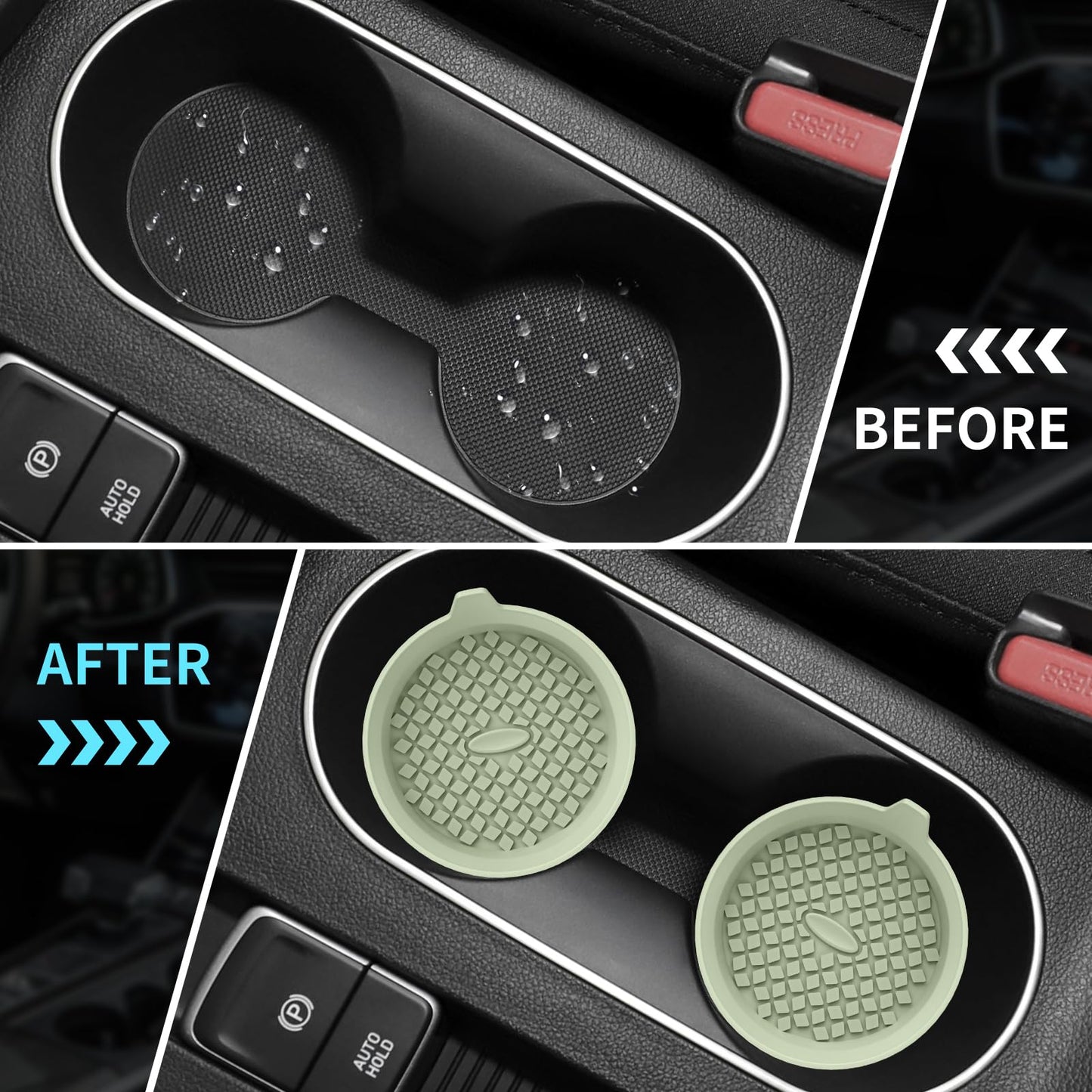 ME.FAN Car Cup Holder Coasters [4 Pack] Silicone Cups Mats, Automotive Universal Non-Slip Recessed Interior Accessories Desert Sage