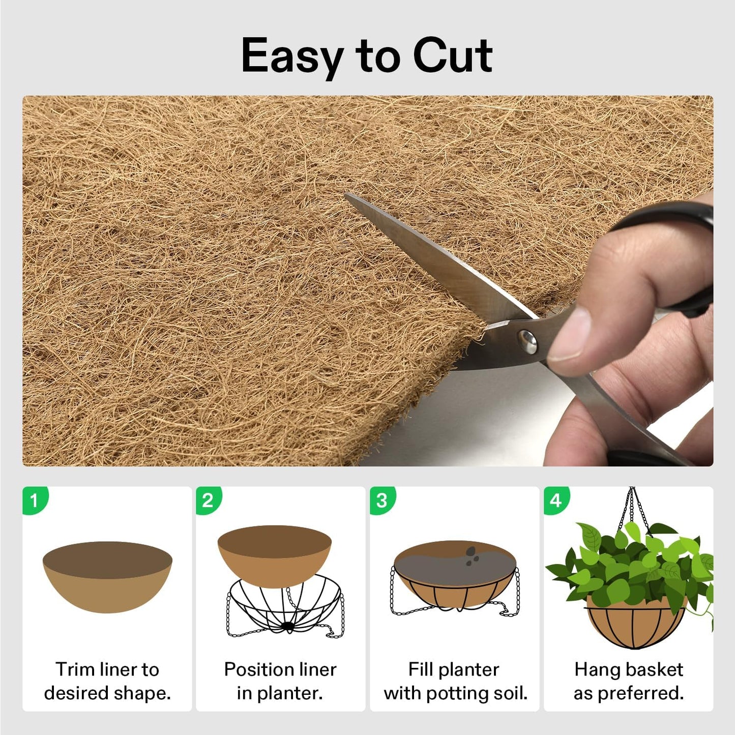 VIVOSUN Coco Coir Liner - 100% Natural Coconut Fiber Mat for Planters & Garden | 12x80 Inch