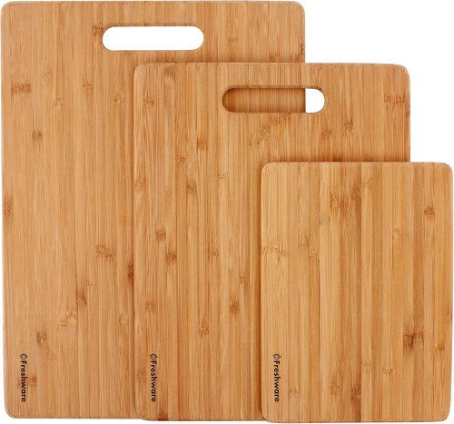 Freshware Bamboo Cutting Board Set - Knife Friendly, Lightweight & Easy Storage | 3 Wooden Boards