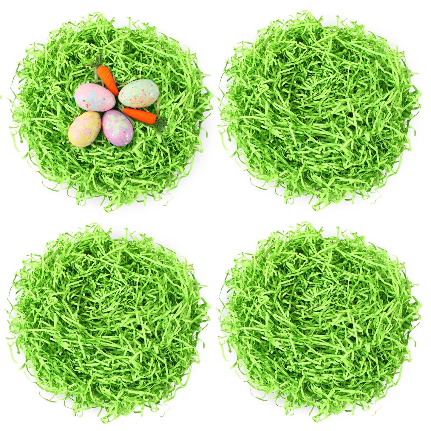 MARFOREVER 200g Easter Grass Basket Filler Easter Green Grass, Green Raffia Recyclable Shredded Paper Grass for Happy Party Favors Decorations Gift Wrapping Stuffers 7oz