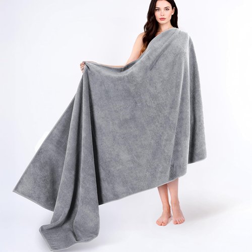 Cotton Paradise 100% Cotton Oversized Bath Sheet - Extra Large Light Gray Turkish Towel 40x80