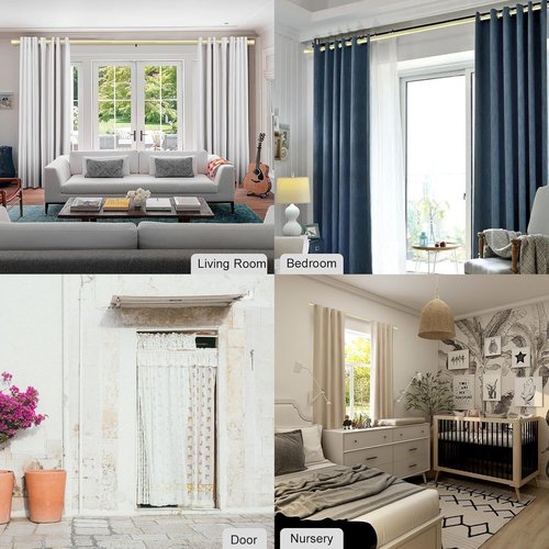 Byondeth Adjustable Curtain Rods - 16 to 240 Inches | 1 Inch Diameter with Aluminum End Cap, Silver Gray