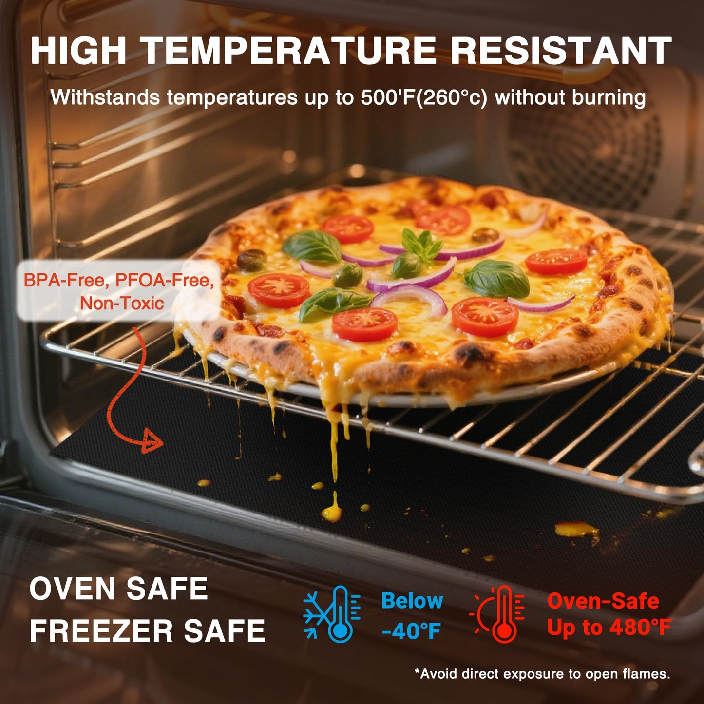 PrettyCare Oven Liners for Bottom of Oven - 3 Pack Large Heavy Duty Mats, 16.25”x23” Non-Stick Reusable Liner for Electric, Gas, Toasters, Grills - BPA & PFOA Free Kitchen Accessory to Keep It Clean