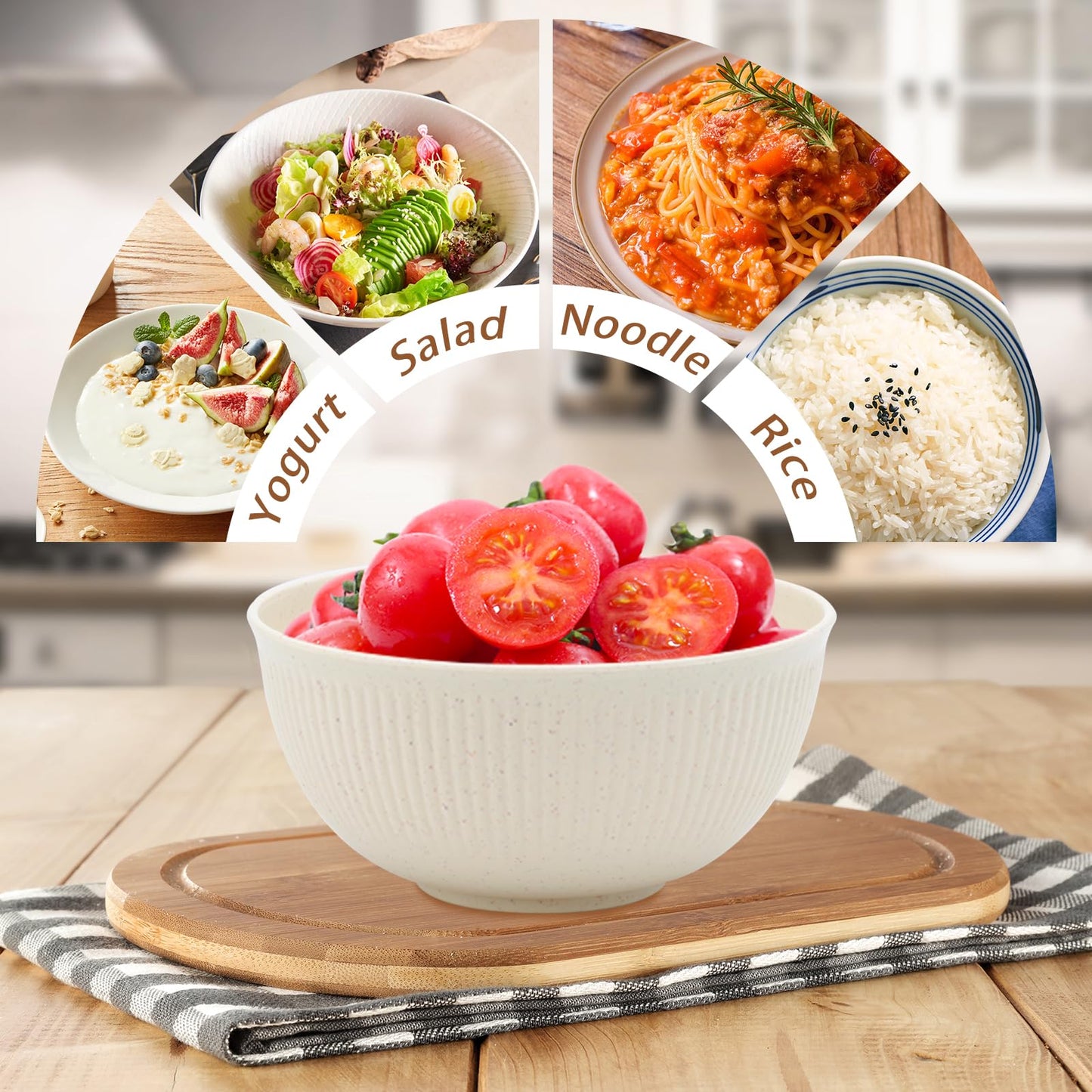 36pcs Reusable Wheat Straw Dinnerware Sets,Unbreakable Dinnerware Cups Plates and Bowls Sets,Durable Kitchenware Dishes Set for Home, Office, Travel,Picnic