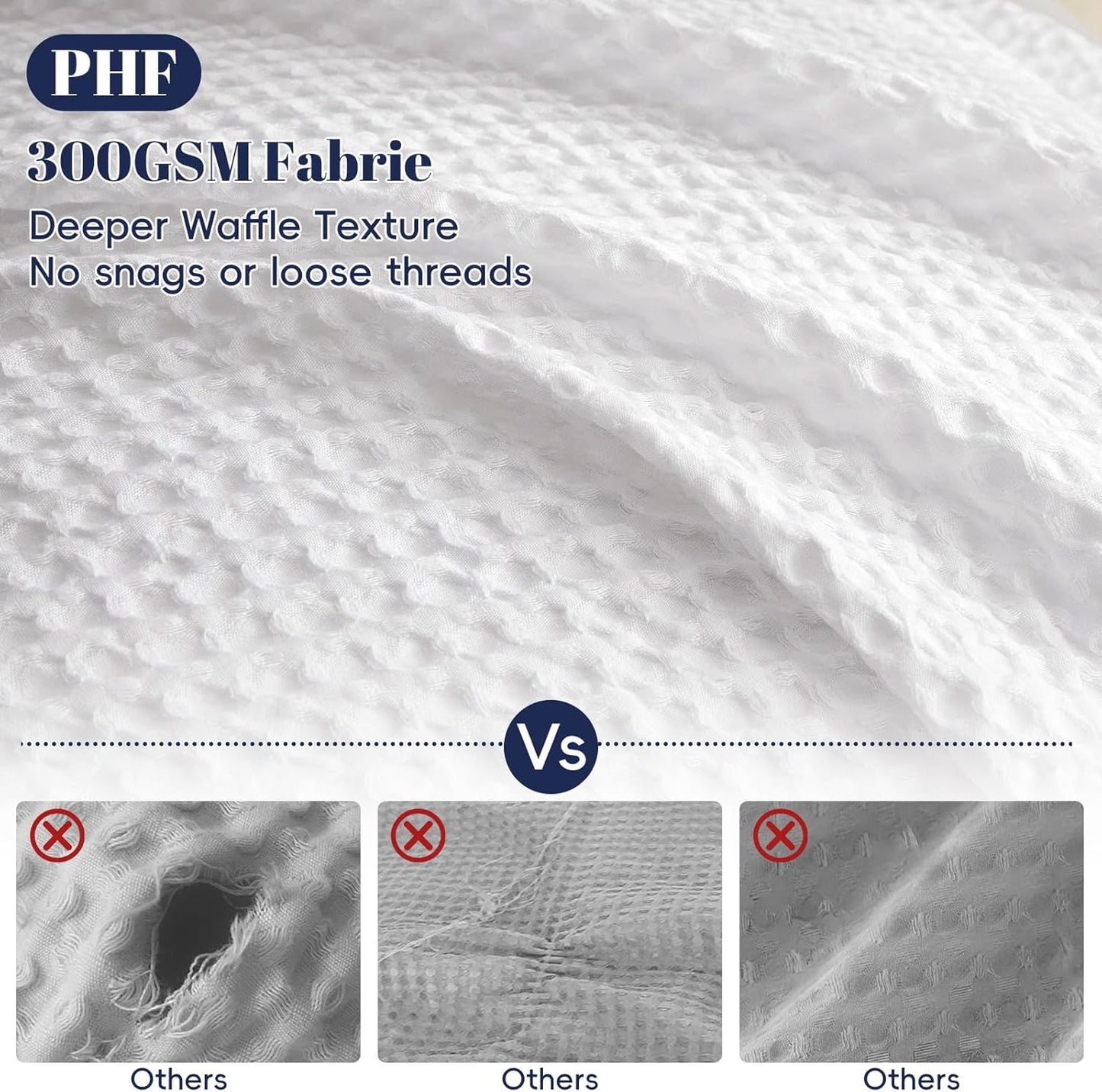 PHF Waffle Weave Duvet Cover Set - Ultra Soft Luxury Bedding for All Seasons | Queen Size, White, 3pcs