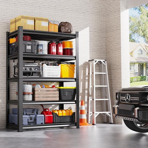 **Regine Switzerland Heavy Duty Garage Shelving | Adjustable 5-Tier Metal Storage Unit - 3500 lbs Capacity (72"x59"x20")**