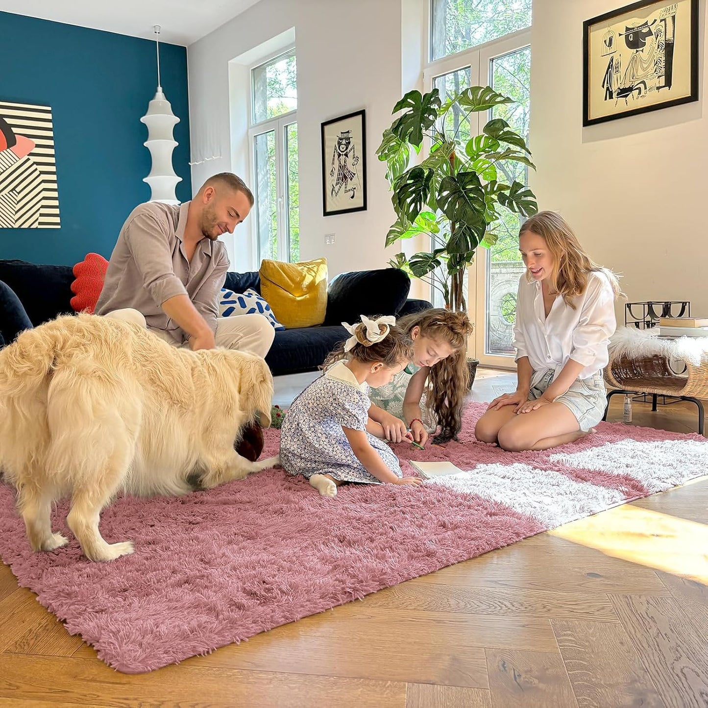 OLANLY Runner Rugs - Soft Fluffy Machine Washable 2x6 for Hallway, Bedroom & Nursery - Pale Pink