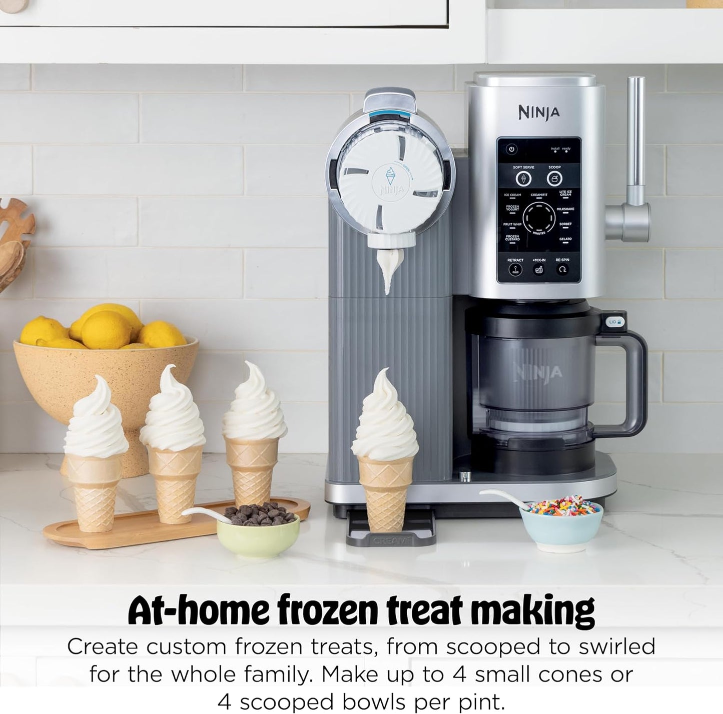 Ninja CREAMi Ice Cream Maker - 13-in-1 Soft Serve & Sorbet Machine with 2 Pints & Handle