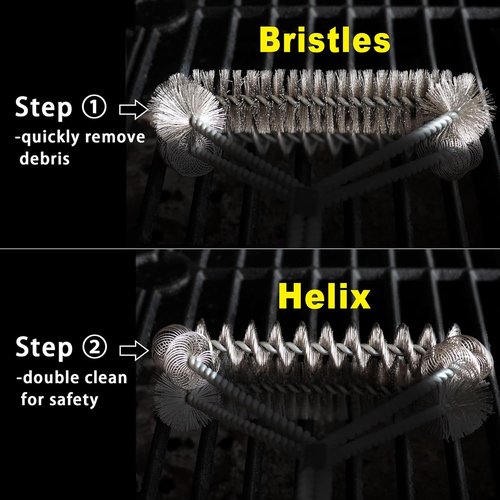 GRILLART Grill Brush - Safe & Efficient 18" BBQ Cleaner with Wire & Helix Design | Ideal for Gas & Porcelain Grates