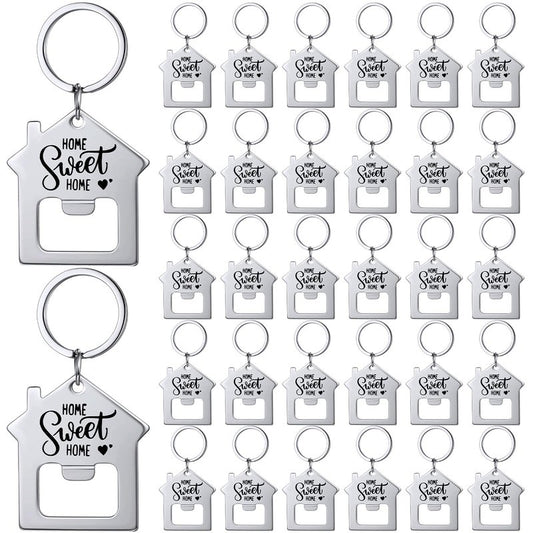 Jingmore 30 Pcs New Home Keychains Bulk Estate Agent Gifts Sweet House Keyrings Housekeeping Gift Housewarming Party Favors (Sweet Home)