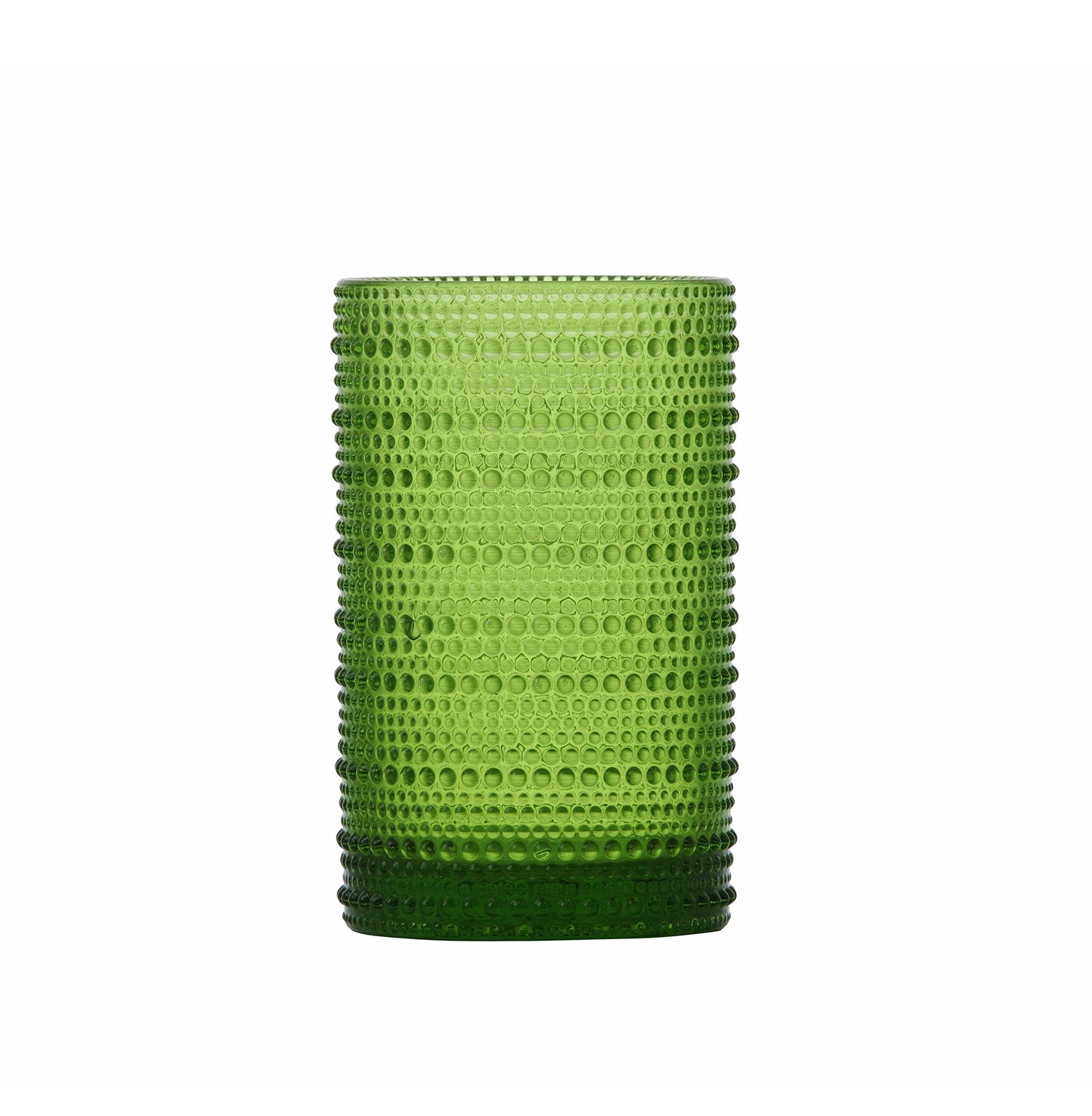 Fortessa Jupiter Beaded Hobnail Glass, 13 Ounce Iced Beverage (Set of 6), Fern Green