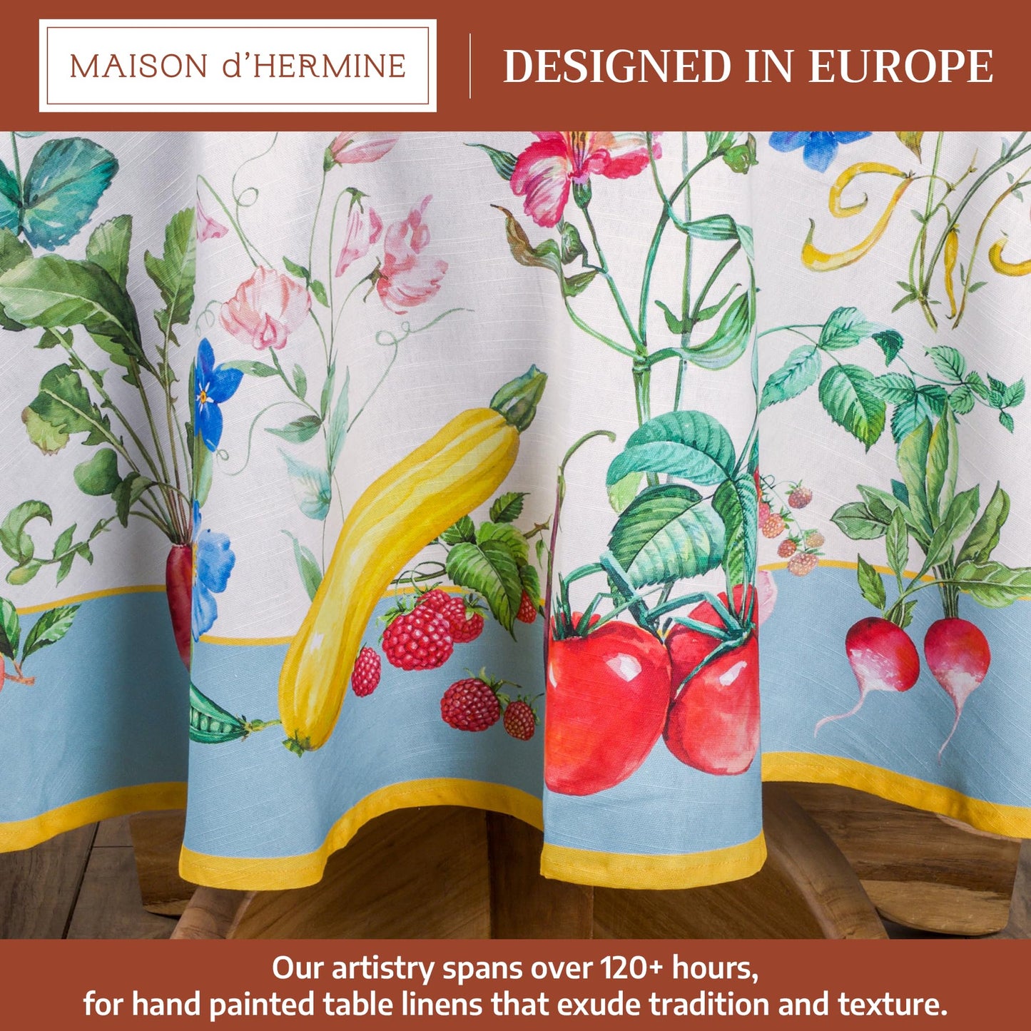 Maison d' Hermine Table Cloth Round Table 100% Cotton 63 Round Inches Tablecloth Reusable Decorative for Dining Kitchen Room Farmhouse Home Gifts for Mothers Day Spring Summer - Giverny