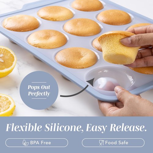 Cook With Color 17-Pc. Silicone Baking Pan Set - Non-Stick Muffin Pans & Sturdy Metal Frame | Easy Clean