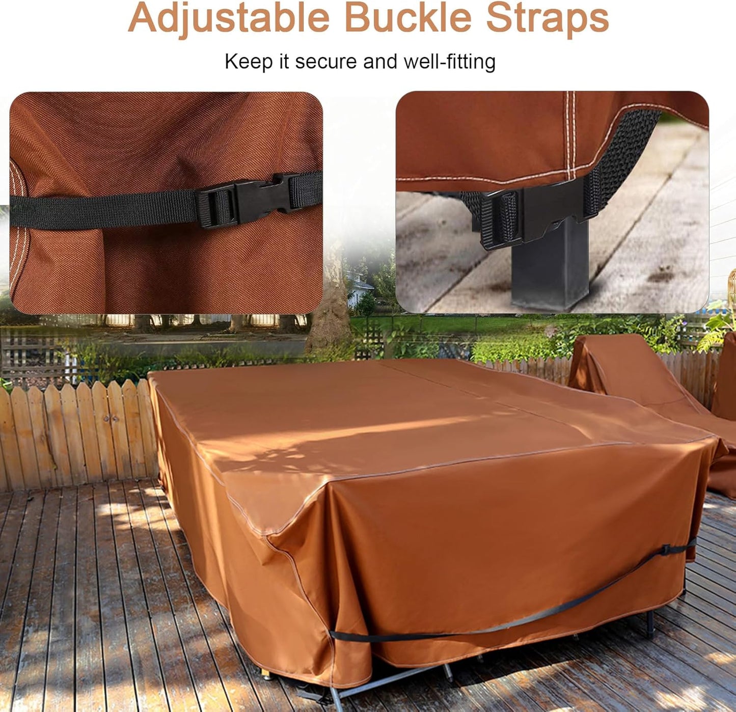 NettyPro Square Patio Table Cover - Waterproof 600D Heavy Duty Protection | 80 x 80 Inch, Brown