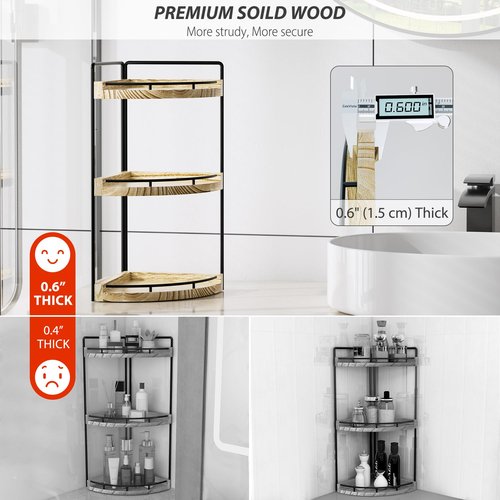 CeleVista Corner Bathroom Counter Organizer, 3 Tier Bathroom Storage Countertop for Skincare, Sink Shelf for Kitchen Decor, Vanity, Dresser, Makeup, Gift(Rustic Brown)
