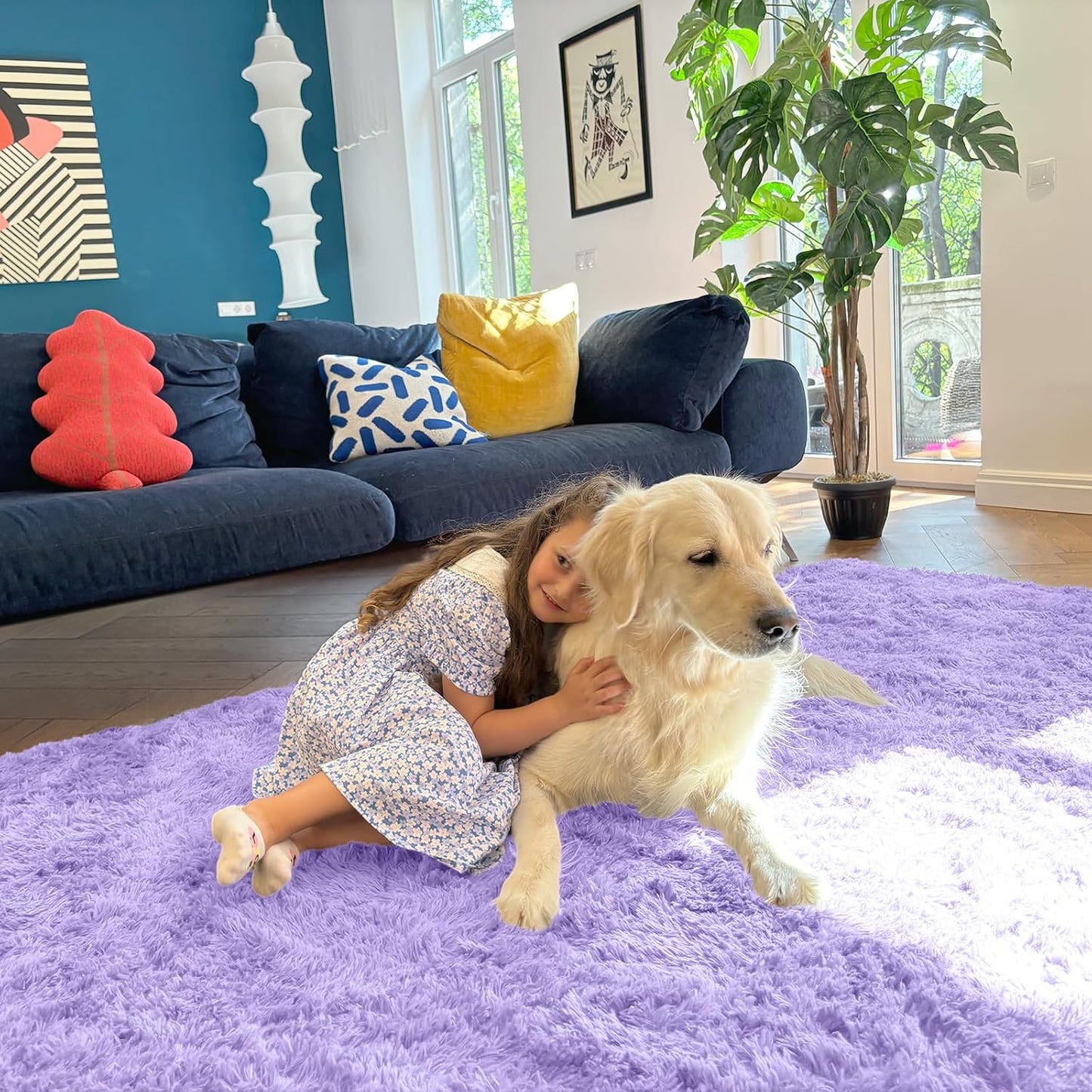 OLANLY Runner Rugs - Soft Fluffy Machine Washable 2x5 for Hallway, Bedroom, Living Room | Light Purple