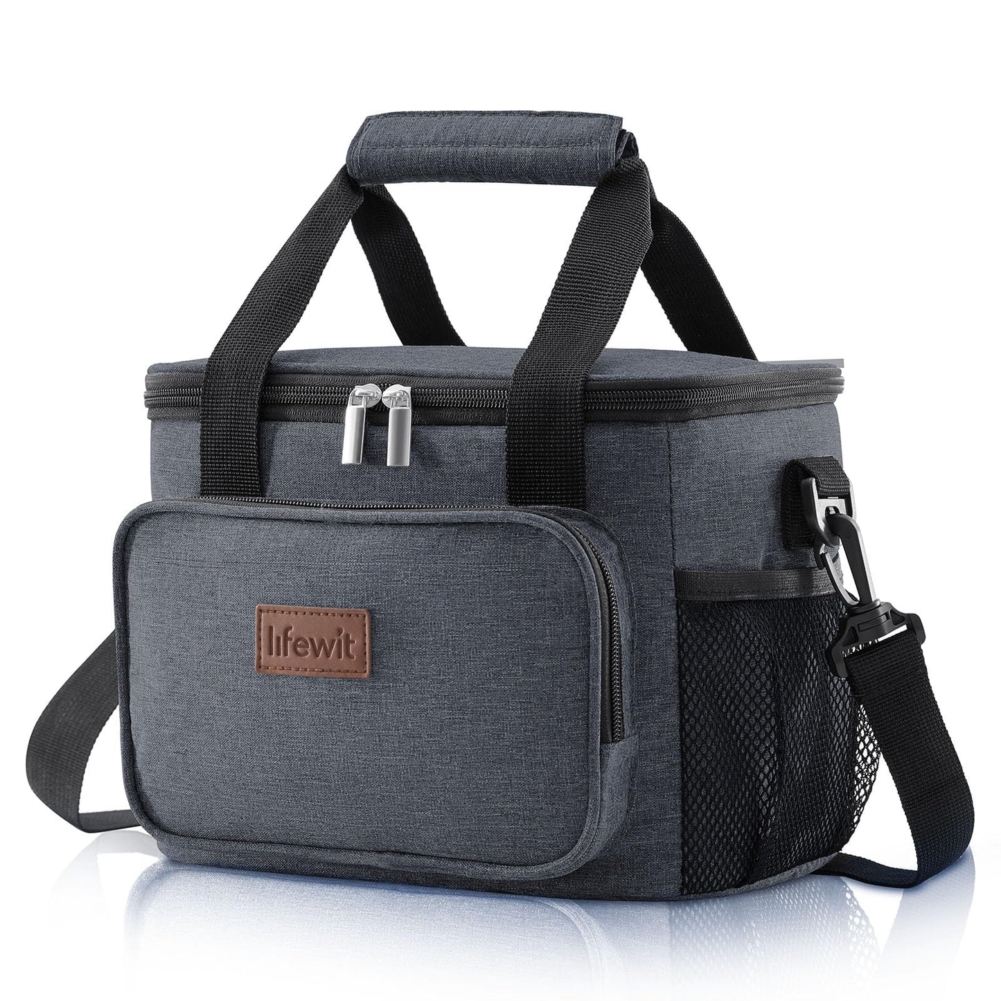 Lifewit Medium Lunch Bag, Insulated Lunch Box, Soft Cooler Cooling Tote for Adult Men Women, Dark Gray 12-Can (9L)