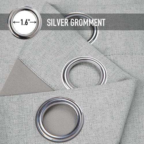 Blackout Shield Sliding Door Curtains - Extra Wide 100”W x 84”L Grey Grommet Drapes for Living Room