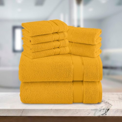 Elegant Comfort Premium Cotton Towel Set - 8-Piece Highly Absorbent 100% Turkish Cotton | Soft Bath, Hand & Washcloths