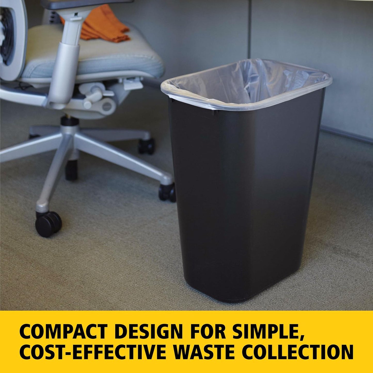 Rubbermaid Commercial Wastebasket - 41QT Stackable Trash Can | Black Plastic for Office & Home Use