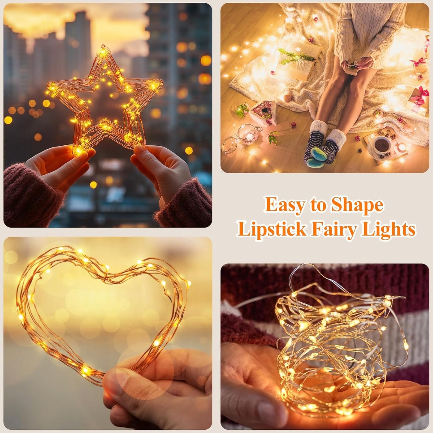 Lakumu LED Fairy Lights - Rechargeable Twinkle String Lights with Timer | 5M/16FT Warm White for Bedroom & Decor