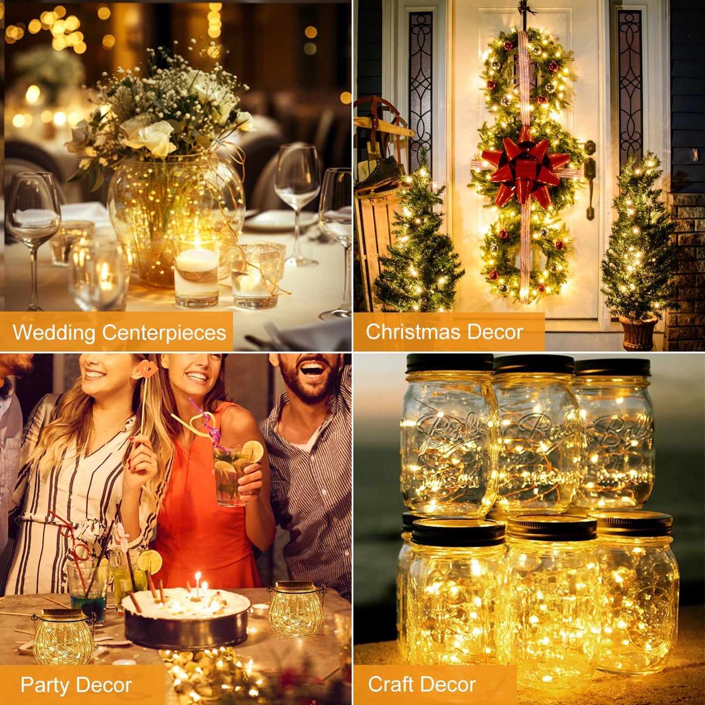 btfarm 50 Pack Fairy Lights Battery Operated [3 Modes], 7ft 20 Led Twinkle Lights String Lights Waterproof Bulk Small Mini Silver Wire for Christmas Mason Jars Wedding Table Centerpiece, Warm White
