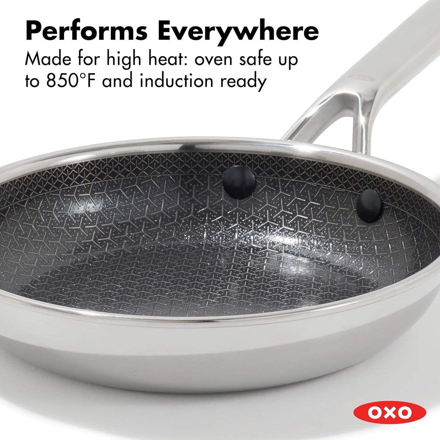OXO Hybrid 8” Nonstick Frying Pan - Durable PFAS-Free Ceramic Skillet with Stay-Cool Handle | Induction & All Cooktop Compatible
