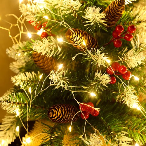 Clearzen Fairy Lights 10 Feet 200 LEDs Cluster Lights Waterproof Firecracker String Light UL Plug Power Supply with Remote 8 Lighting Modes for Ceiling Bedroom Wreath Wedding Christmas, Warm White