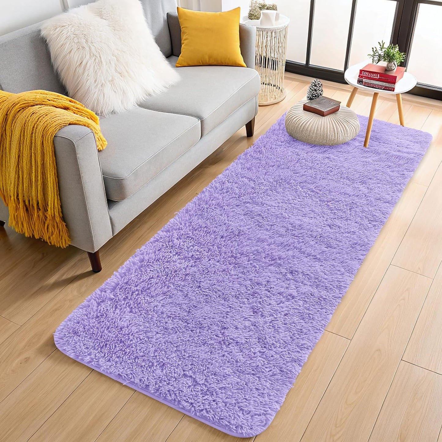 OLANLY Runner Rugs - Soft Fluffy Machine Washable 2x5 for Hallway, Bedroom, Living Room | Light Purple