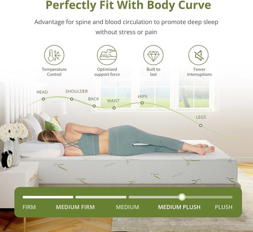 EGOHOME 5-Inch Twin Mattress - Cooling Green Tea Gel Memory Foam for Pressure Relief | Medium Firm Support, Fiberglass Free