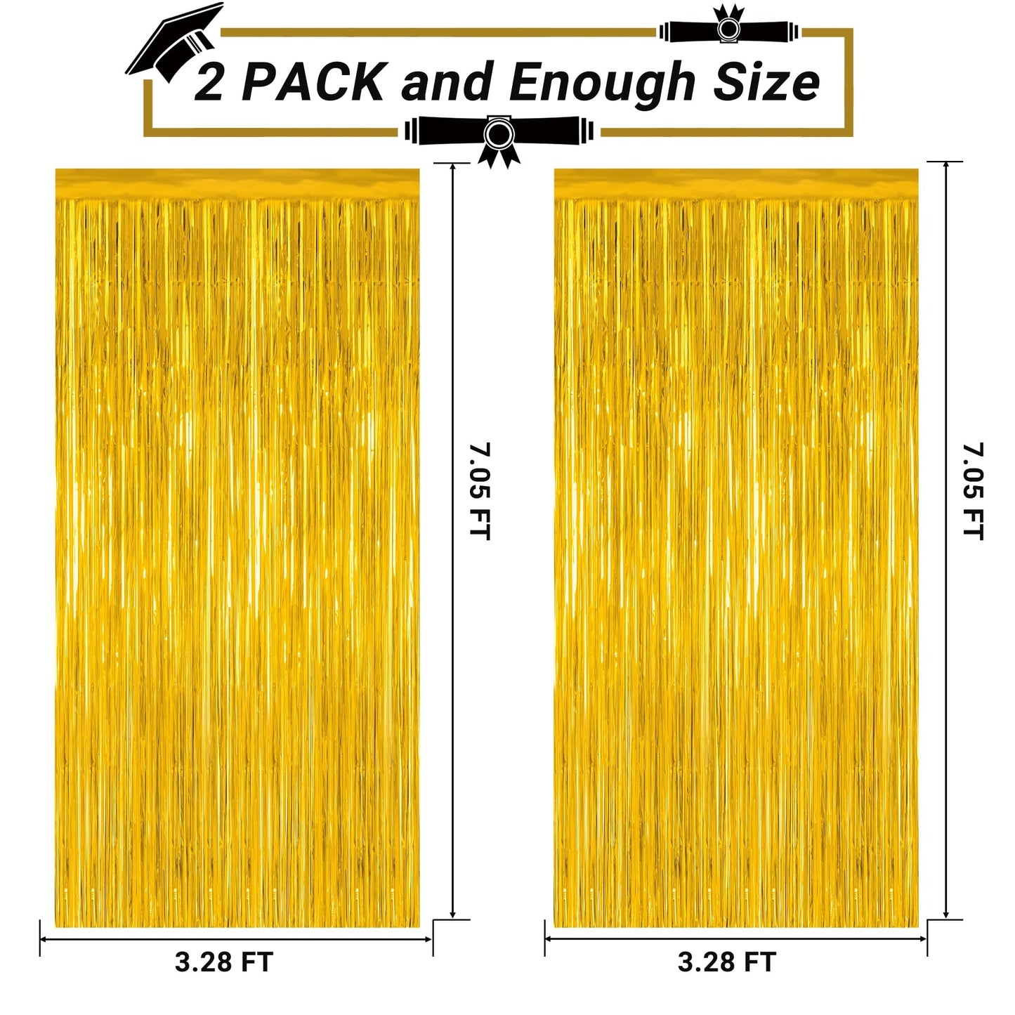 4 Pack 2026 Graduation Party Decorations, 3.28 x 7.05 Feet Gold Grad Curtains, Metallic Gold Backdrop Curtain Class of 2026 Backdrop Party Streamer, Congrad Backdrop Grad Decor 2026