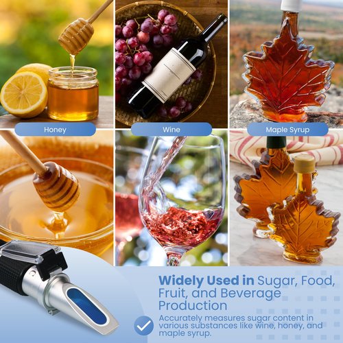 0-90% Brix Refractometer with ATC - Accurate Sugar Content Measurement for Honey, Fruit, Maple Syrup and Beverages - Ideal for Homebrewing, Labs & More