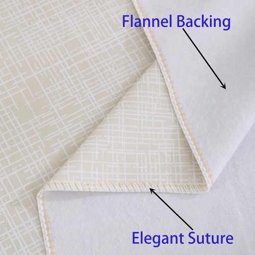 Heavy Duty Vinyl Tablecloth with Flannel Backing Waterproof Oil-Proof Plastic Table Cloth Stain-Resistant Wipeable Rectangle or Square Table Cover for Indoor and Outdoor (Beige Striped，60x102 Inch)