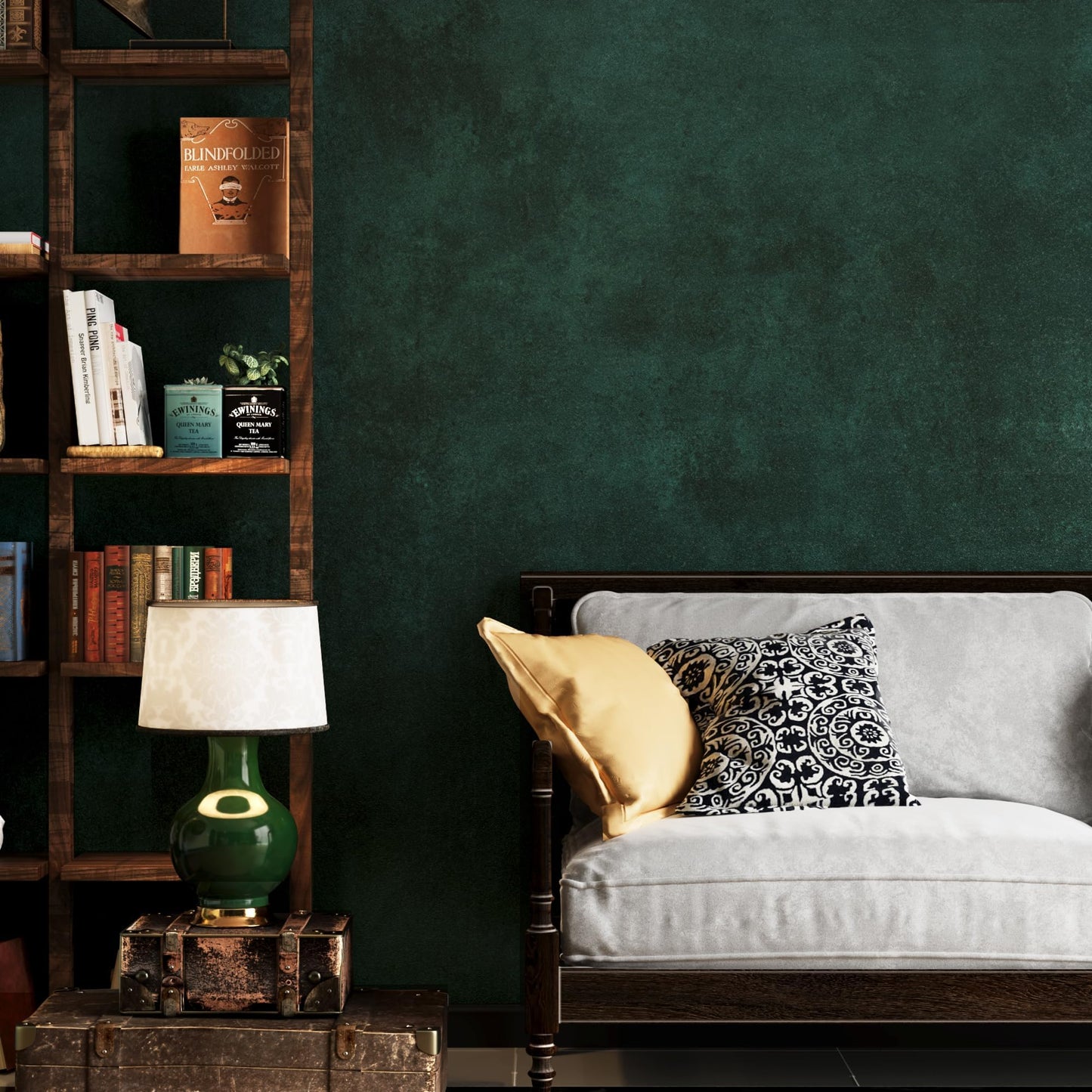 32"x354" Big Wide Dark Green Contact Paper Matte Extra Thick Art Deco Peel and Stick Wallpaper Waterproof Self-Adhesive Removable Pure Green Vinyl Wallpaper 3D Textured for Cabinet Studio Farmhouse