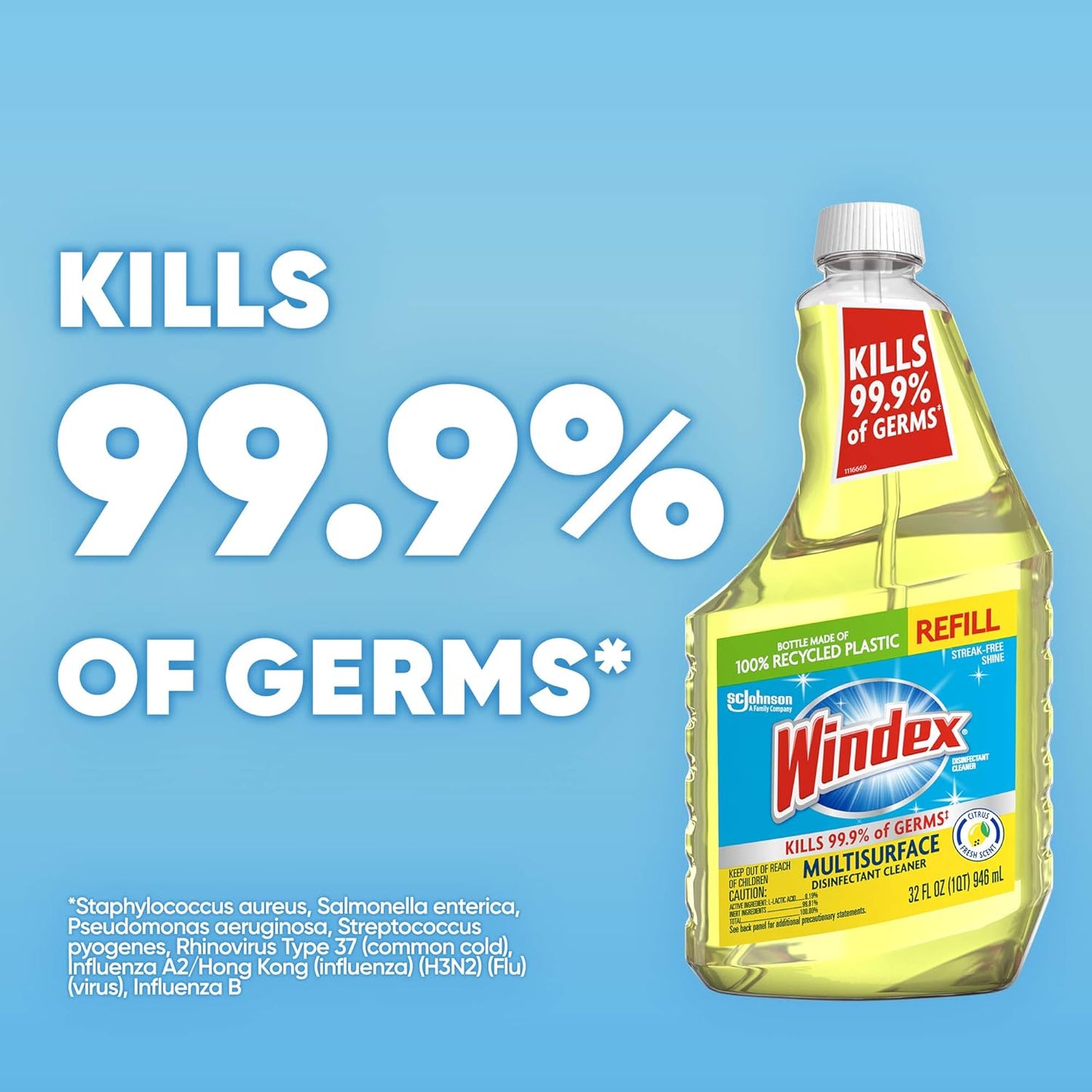 Windex Refill Bundle - 32oz Original Blue Glass Cleaner & 32oz Citrus Scent Disinfectant | Essential Household Cleaners