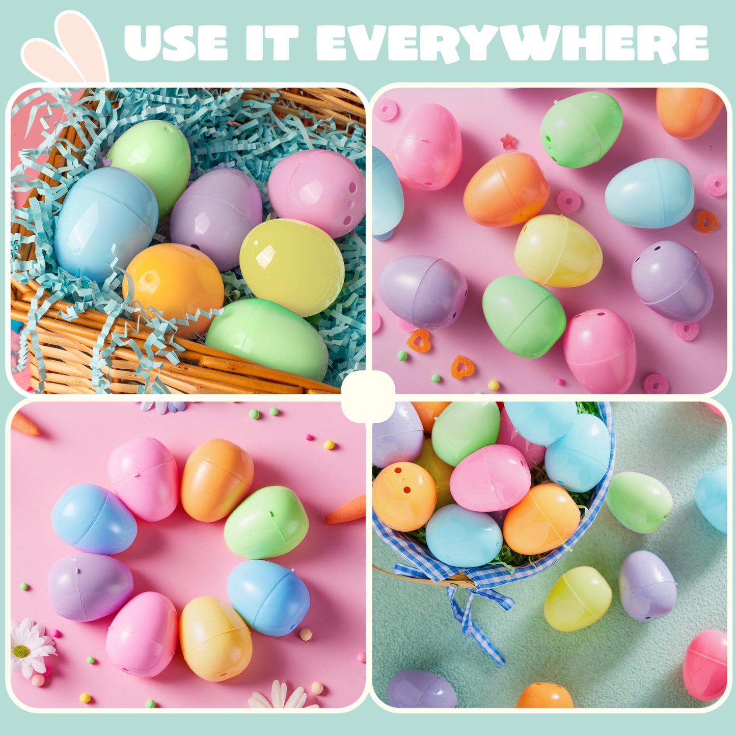 JOYIN 300PCS Pastel Easter Eggs, 2.3" Empty Plastic Eggs, Colorful Plastic Eggshell Bulks for Easter Hunt, Filling Treats, Party Favor, Easter Basket Stuffers, Classroom Prize Supplies
