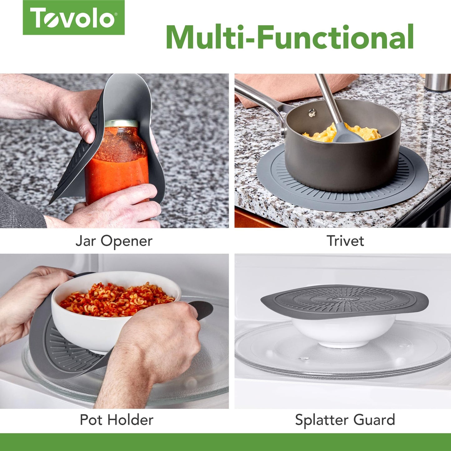 Tovolo 10 Inch Microwave Mat Heat Resistant Silicone Trivet with Non Slip Design for Hot Plate Bowl Mug Cookware, Dishwasher Safe Barrier Mat with Thermal Ridges for Safe Handling of Hot Dishes