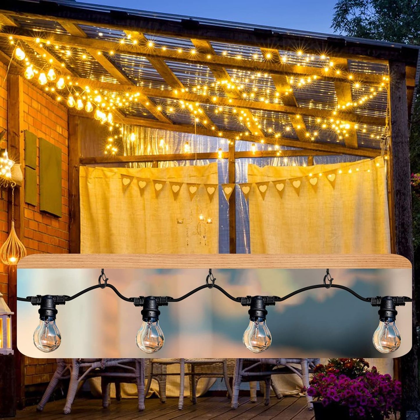 Q Hangers 25 PCS Screw-In Hooks - Durable Outdoor String Light & Hanging Basket Hooks | Safe Buckle Design