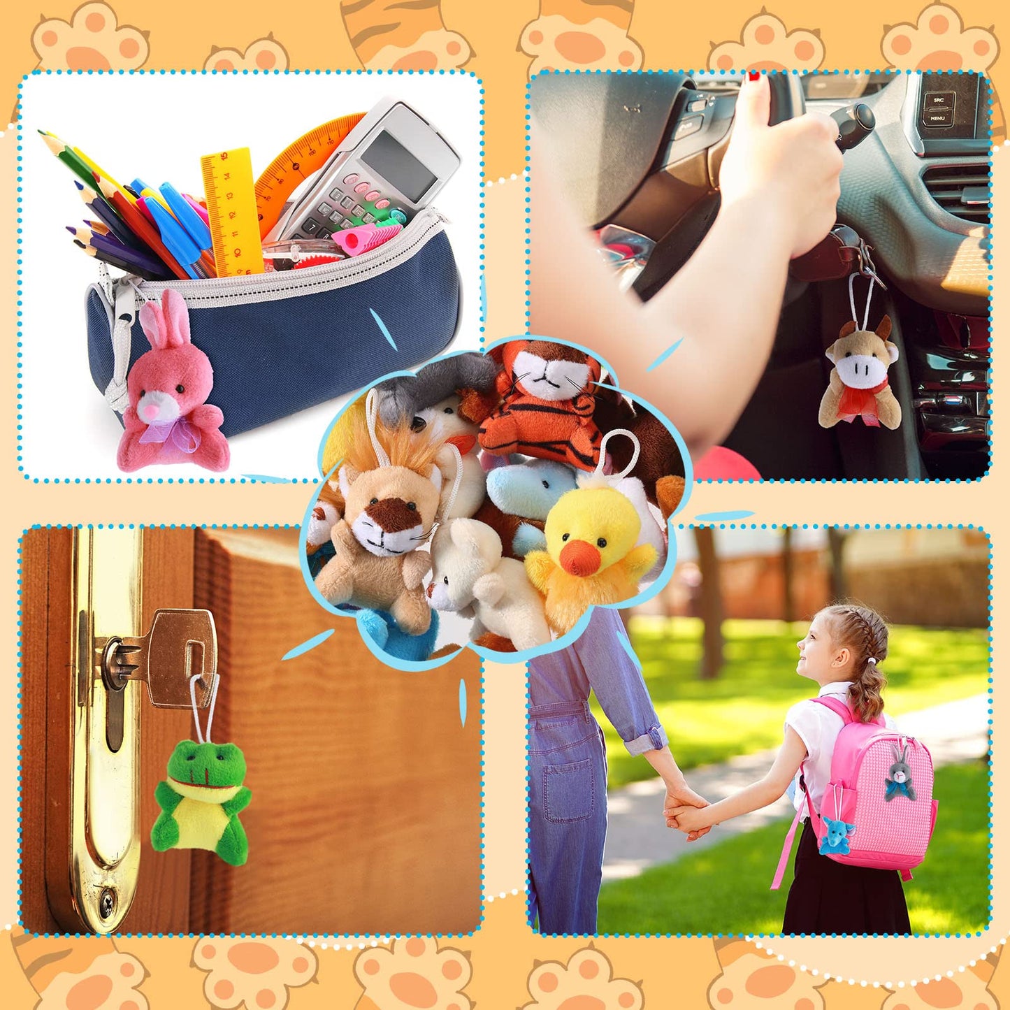 Skylety 60 Pack Animals Mini Plush Party Favors, Cute Small Plush Stuffed Animal Keychain Toy in Bulk for Carnival Prizes, Easter Basket Stuffers, Classroom Reward, Kindergarten Goodie Bag Fillers