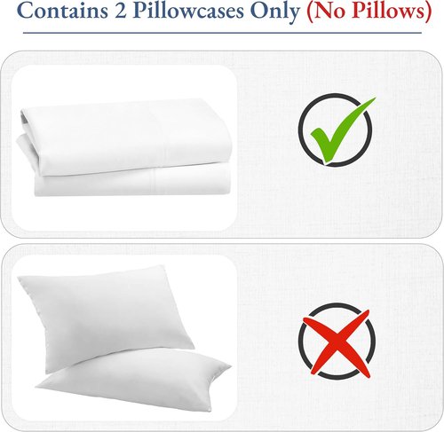 Heirloom 800 Thread Count 100% Cotton Sateen Pillowcases - Soft, Smooth & Thick | 2 Standard Size in Bright White
