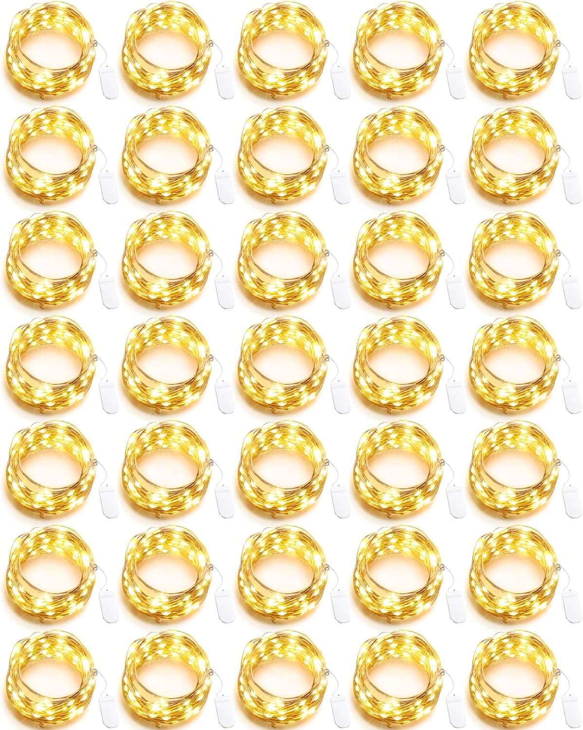 Riakrum 20 LED Fairy Lights - Waterproof Battery Operated String Lights for Weddings & Parties | 7ft, Warm White, 50 Pack