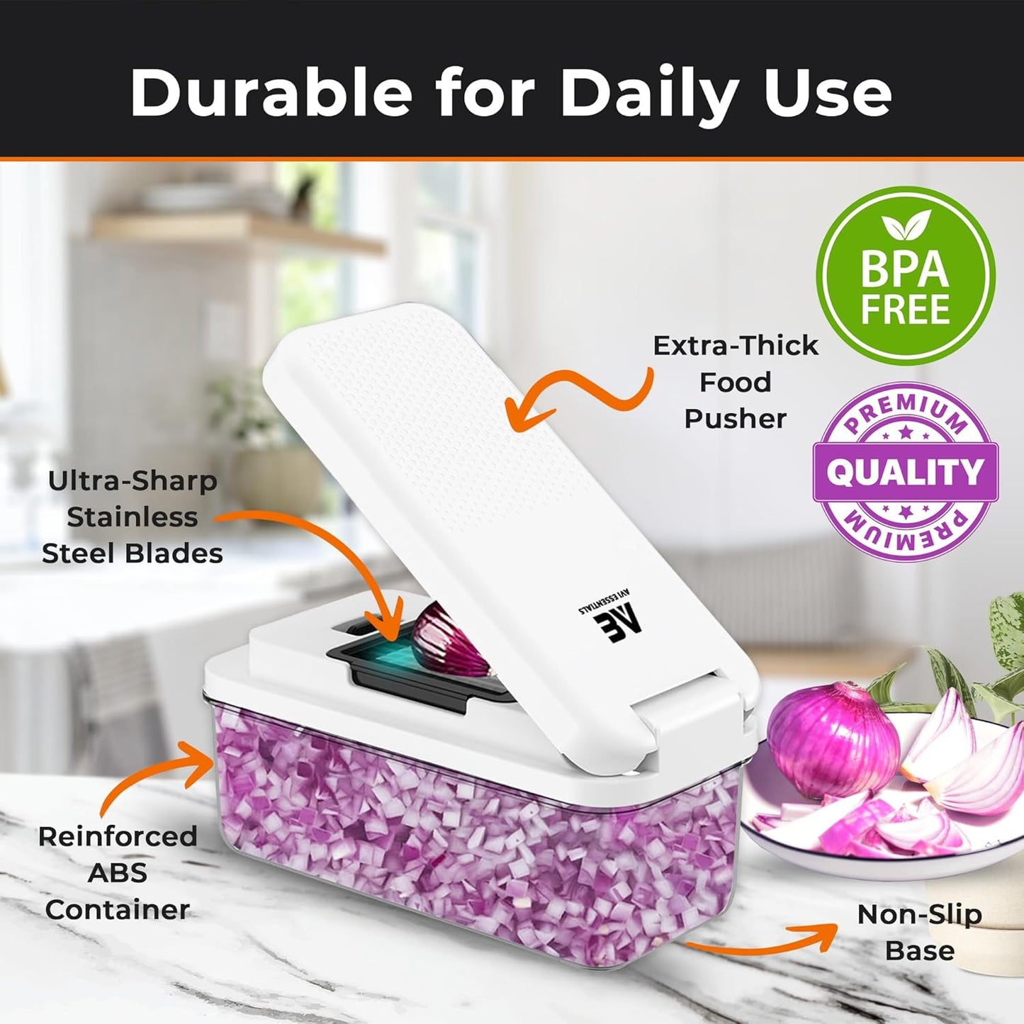 Pro Food Chopper - Premium 9-in-1 Vegetable Chopper with 7 Blades & Container | Kitchen Essential